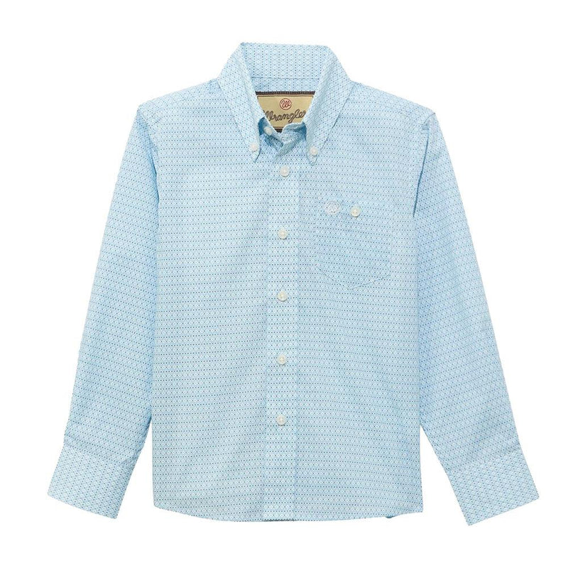 Boy's Long Sleeve Blue Button Shirt