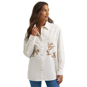 Women's Embroidered Denim Snap Shirt