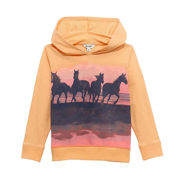 Girl's Orange Horse Hoodie
