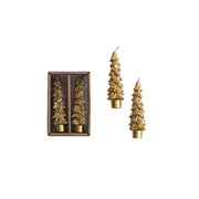 Gold Unscented Tree Taper Candles - 4 3/4in