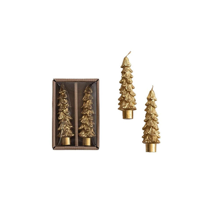 Gold Unscented Tree Taper Candles - 4 3/4in