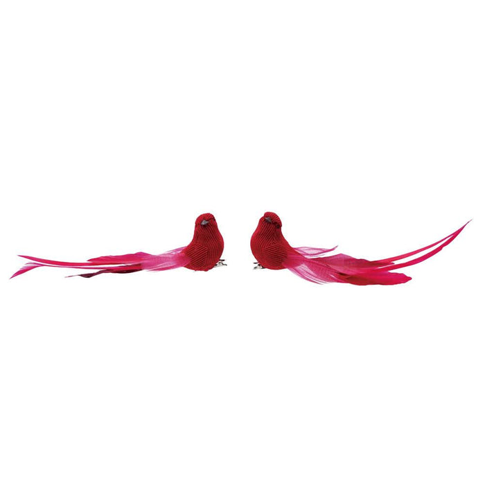 Assorted Foam/Feather/Corduroy Red Bird Ornament