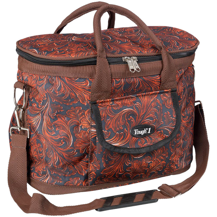 Tooled Leather Grooming Tote Case