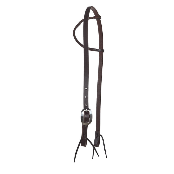 Oiled Single Ear Headstall with Tie Ends