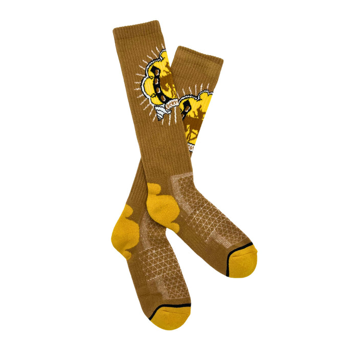 Bucking Cowgirl Tan Performance Crew Socks