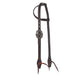 Heavy Oiled Rope Tooling Single Ear Headstall with Card Suit Buckle