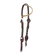 Natural Black Rawhide Braided Double Buckle Latigo Leather Single Ear