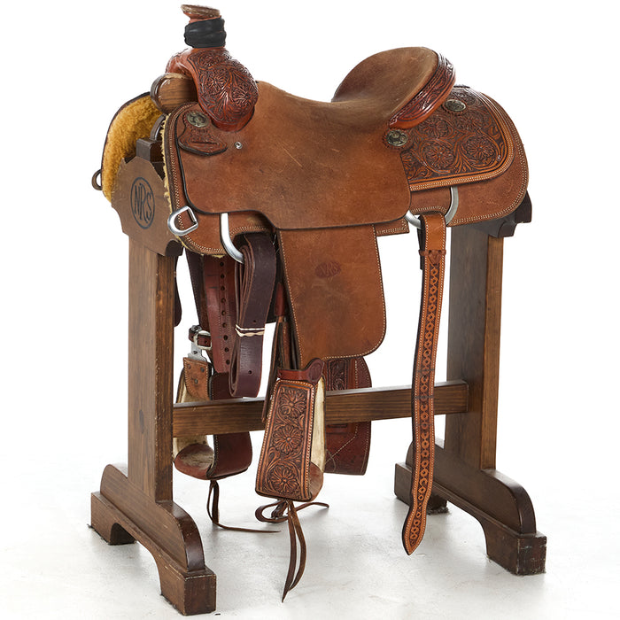 Used 15in 1/2 Breed Floral Tooled Team Roper