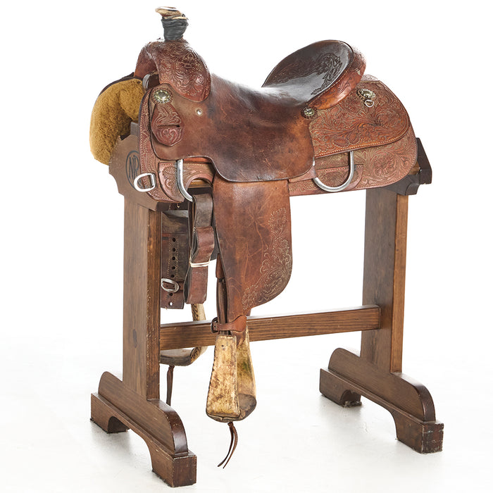 Used 15in Acorn/Oak Tooled Team Roper