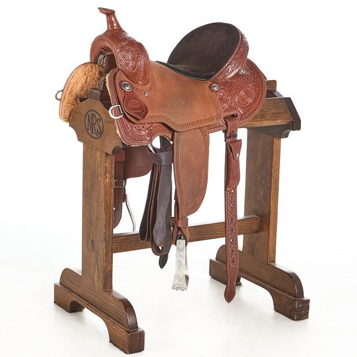 Used 14.5in Floral Tooling with Rope Border Barrel Saddle