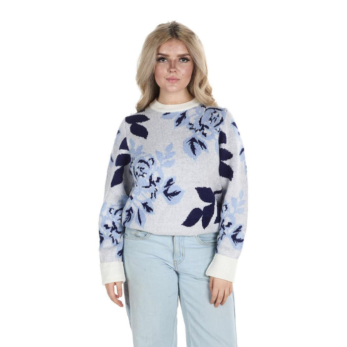 Women's Blue Floral Design Sweater