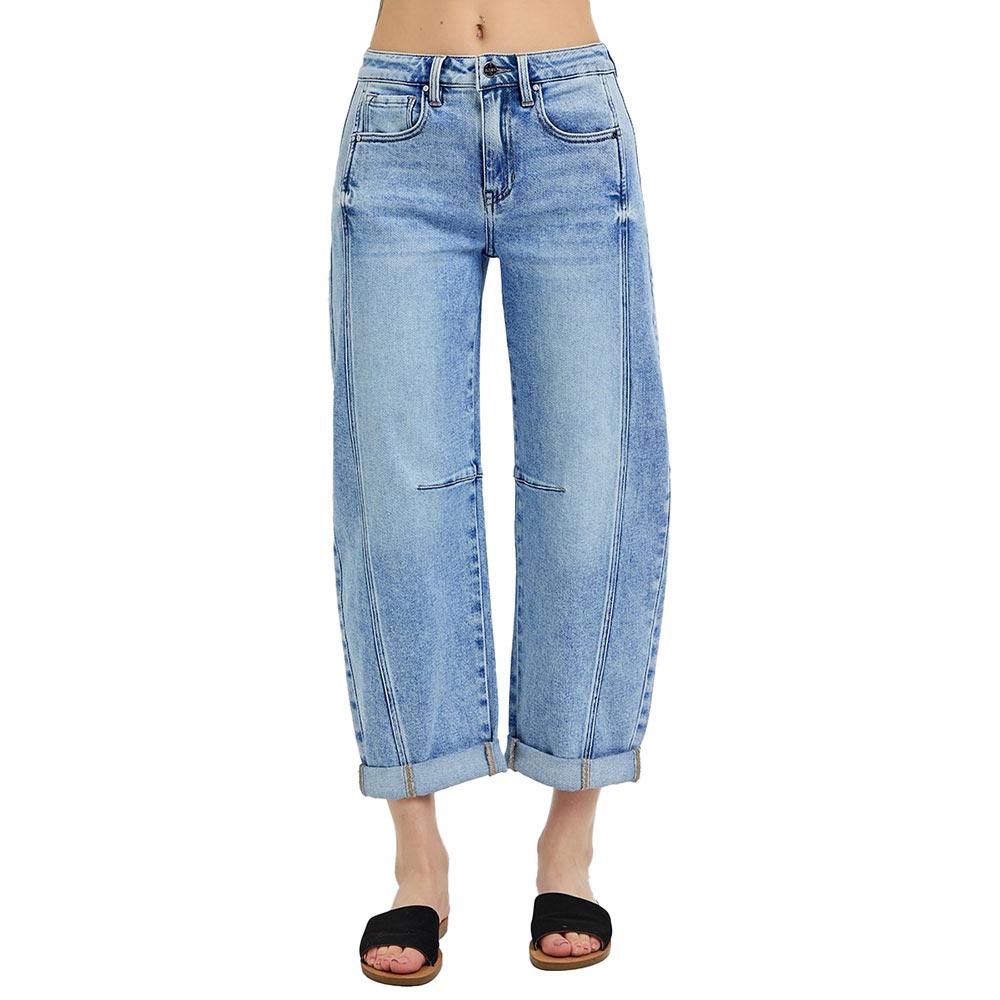 RISEN Slouchy Crop Barrel Cuffed Jeans