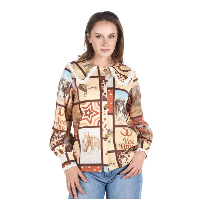 Women's Brown Square Top