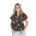 Women's Black with White Print Top