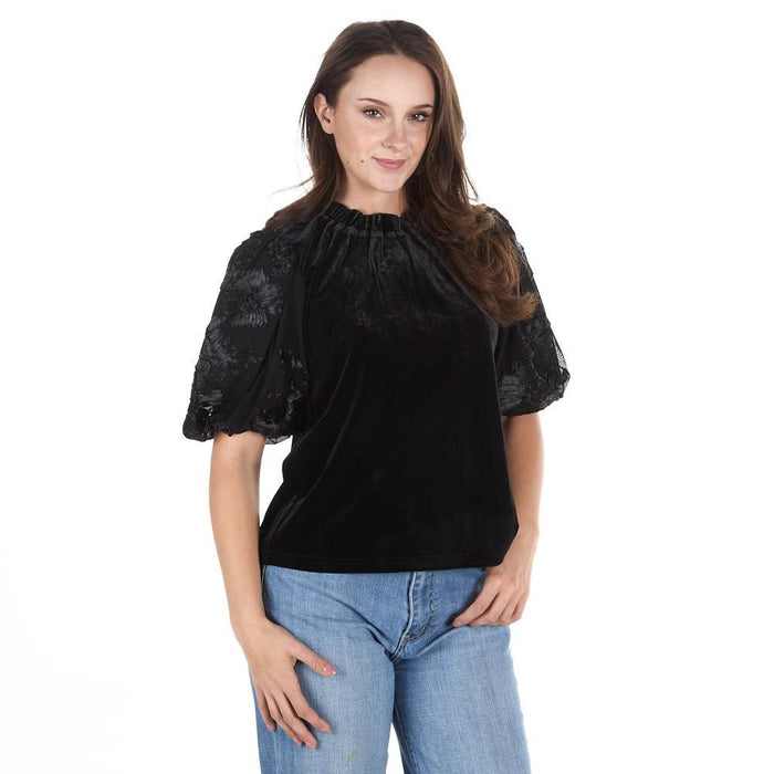Women's Black Short Sleeve Top