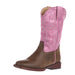 Little Kid's Gretchen Brown Square Toe with Pink Metallic Shaft Boot