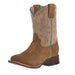Kid's Saquaro Tan Suede Vamp Square Toe Leather Sole Boot
