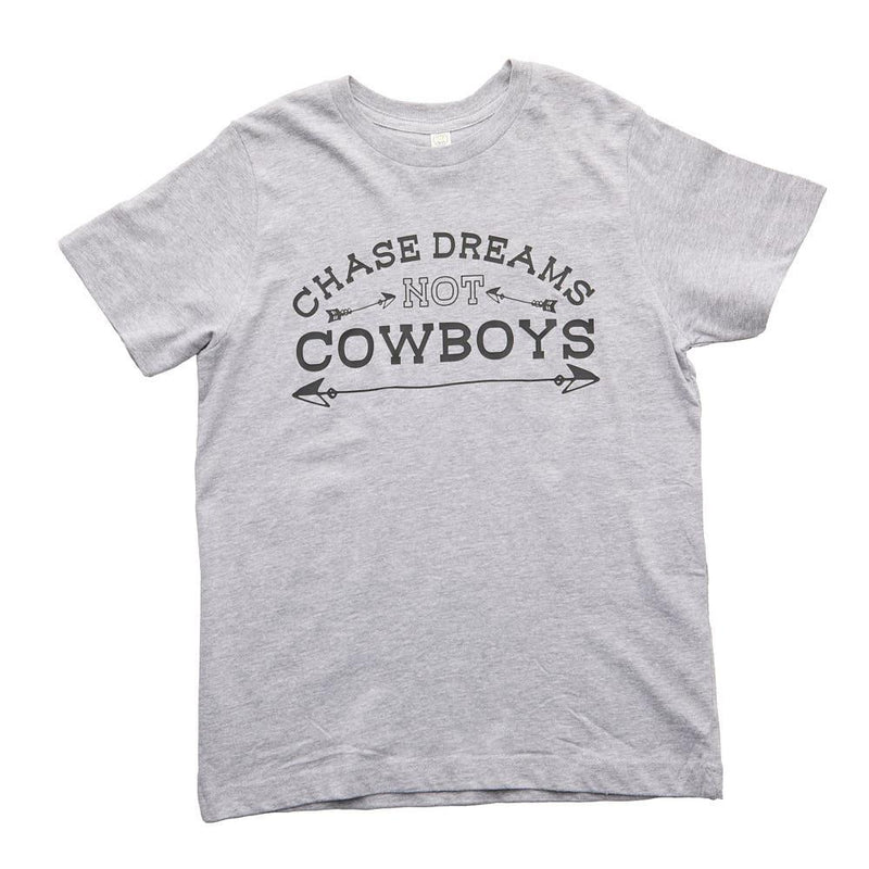 Girl's Chase Dreams Not Cowboys Grey Tee Shirt