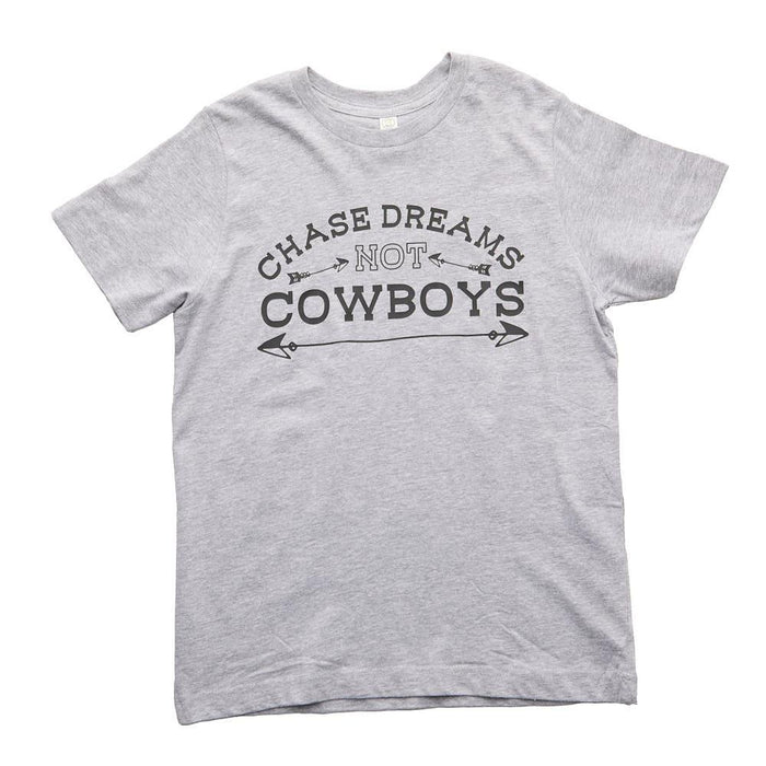 Girl's Chase Dreams Not Cowboys Grey Tee Shirt