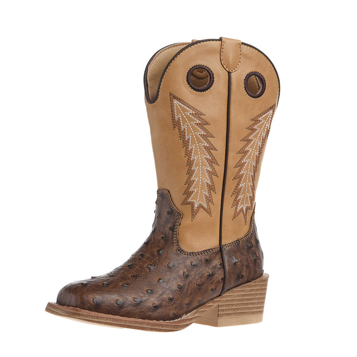 Toddler's Walker Bumps Brown Ostrich Print Boot