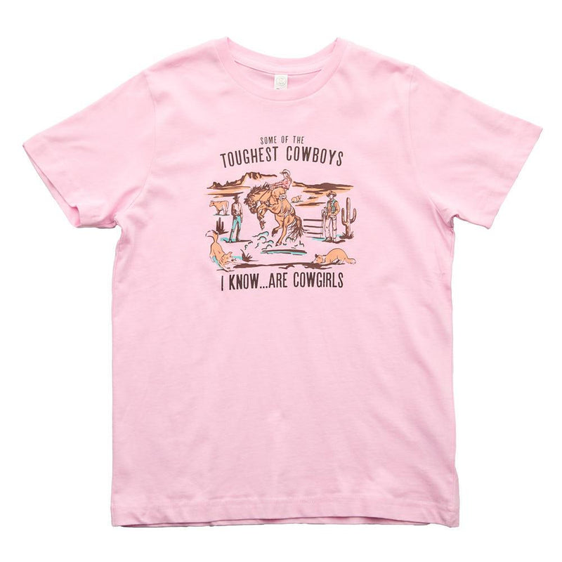 Girl's Pink Toughest Cowboys Are Cowgirls Tee Shirt