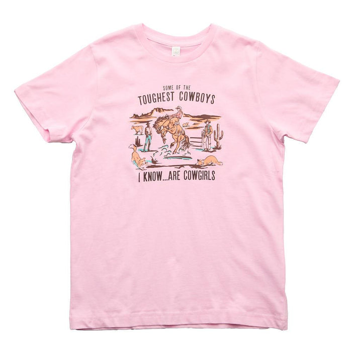Girl's Pink Toughest Cowboys Are Cowgirls Tee Shirt