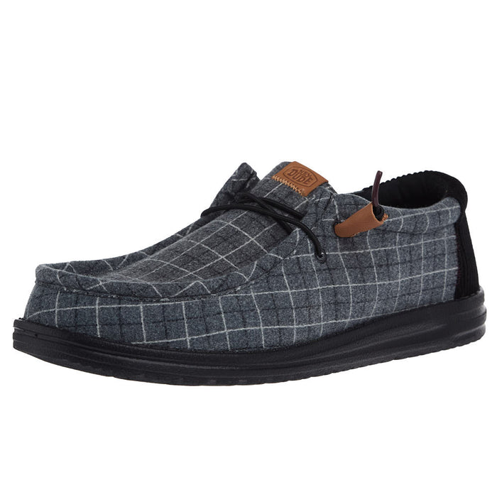 Men's Wally Black Plaid Corduroy Casual