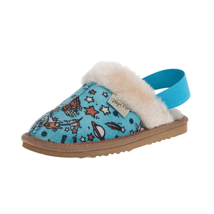 Kid`s Kara Turquoise Western Print Slipper