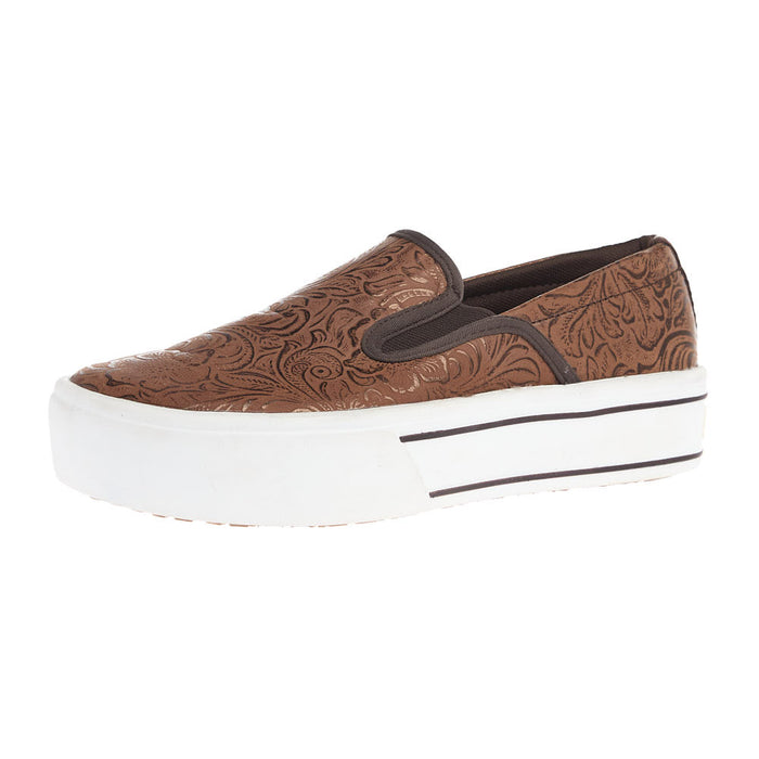 Women's Skylar Brown Floral Embossed Slip On Casual