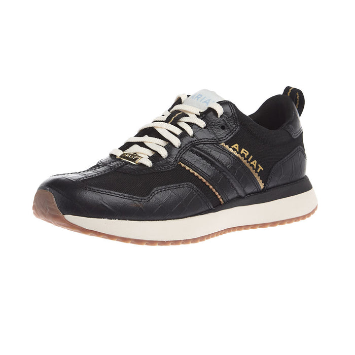 Women's Black Lux Caviar Croc Print Ranch Runner