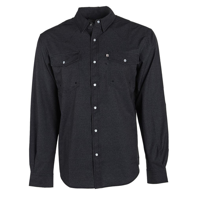 Men's Black Denim Long Sleeve Snap Shirt