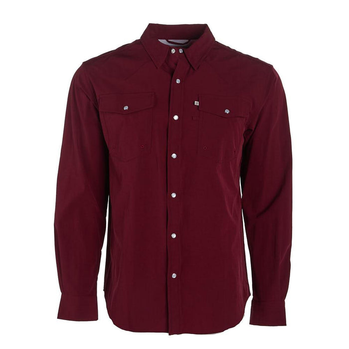 Men's Burgundy Long Sleeve Snap Shirt
