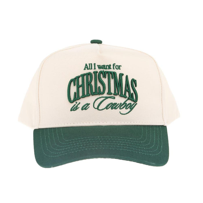 All I Want For Christmas Is A Cowboy Green Trucker Cap