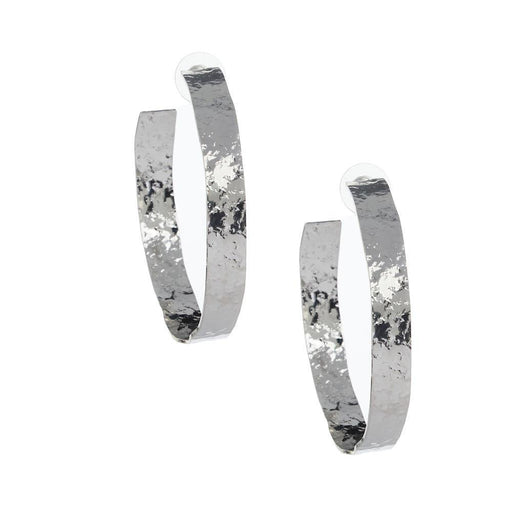 Silver Hammered Hoop Earrings