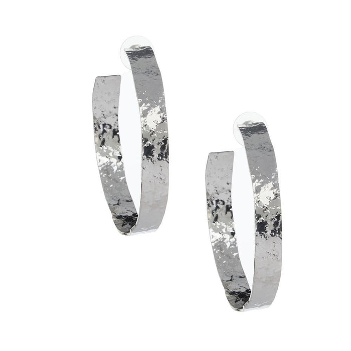 Silver Hammered Hoop Earrings