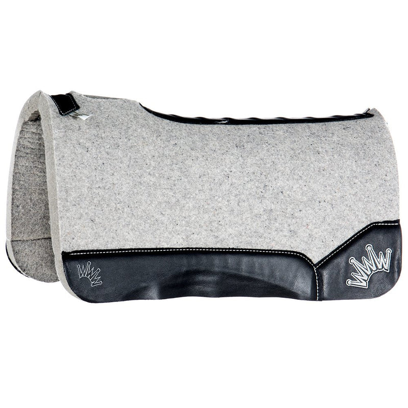 1 1/4 Inch Felt Saddle Pad with Smooth Black Wear Leathers
