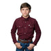 Boy's Maroon Vented Long Sleeve Pearl Snap Shirt