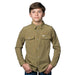 Boy's Khaki Vented Long Sleeve Pearl Snap Shirt