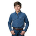 Boy's Blue Vented Long Sleeve Pearl Snap Shirt
