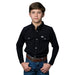Boy's Black Vented Long Sleeve Pearl Snap Shirt