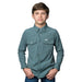 Boy's Aqua Vented Long Sleeve Pearl Snap Shirt