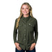 Women's Olive Vented Pearl Snap Shirt