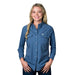 Women's Blue Vented Pearl Snap Shirt