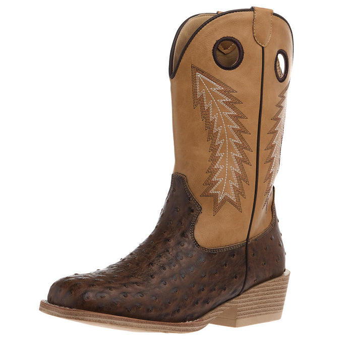 Kid's Walker Bumps Brown Ostrich Print Boot