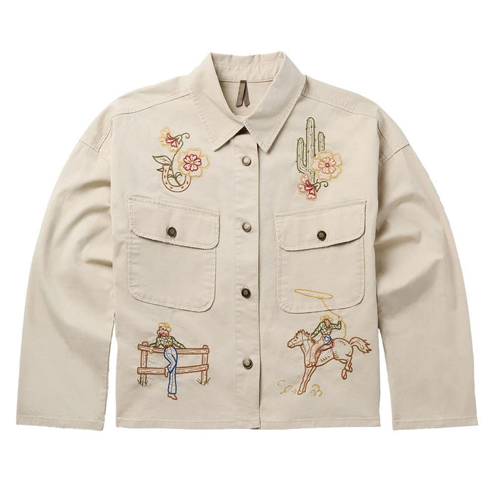 Women's Tan Embroidered Utility Jacket