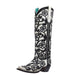 Women's White Floral Overlay Vamp 15" Matching Top Boot
