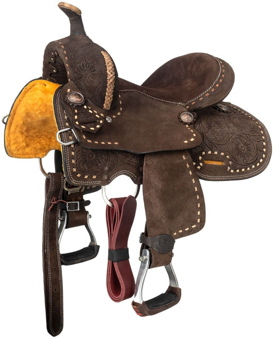 Royal King 12in Brisby Roughtout Youth Barrel Saddle