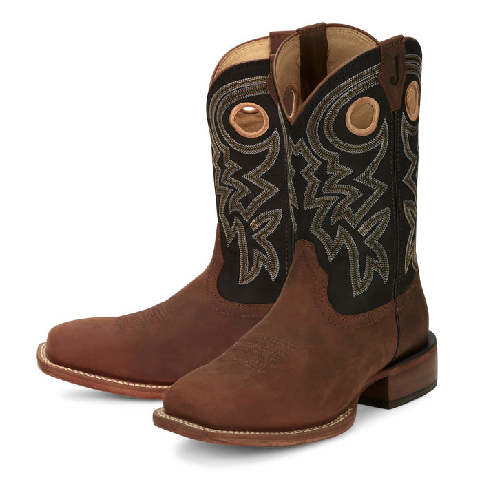 Mens Frontier Black Vamp 11in Brown Top