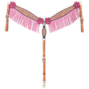 Malibu Pink Floral Filigree Breast Collar with Fringe