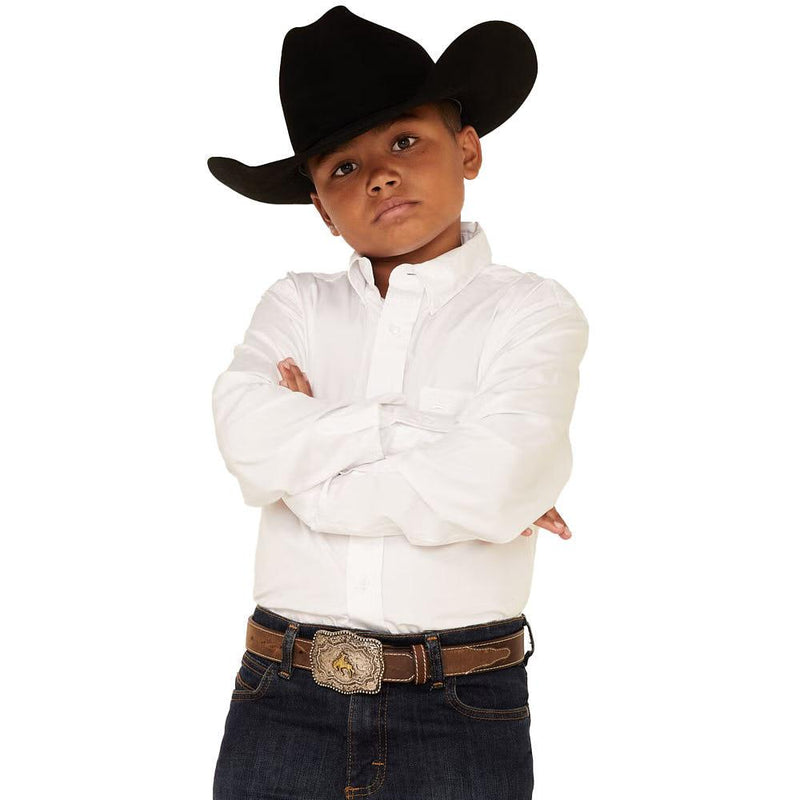 Boy's Solid White Button Down Shirt